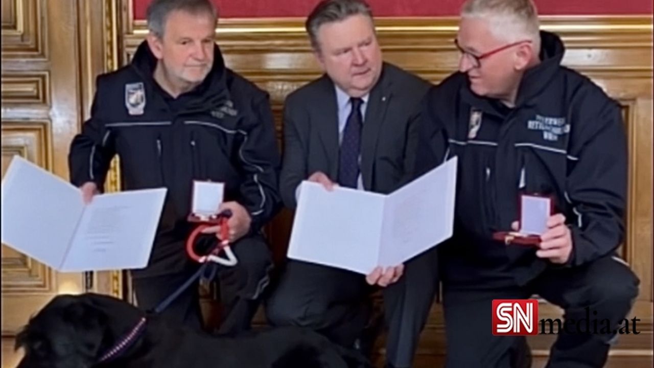 Viyana Belediye Başkanı, Deprem Operasyonuna Katılan Kurtarma Köpeği Bakıcılarına Madalya Takdim Etti