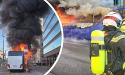 Viyana Praterstern'de yanan otobüs korkuya neden oldu